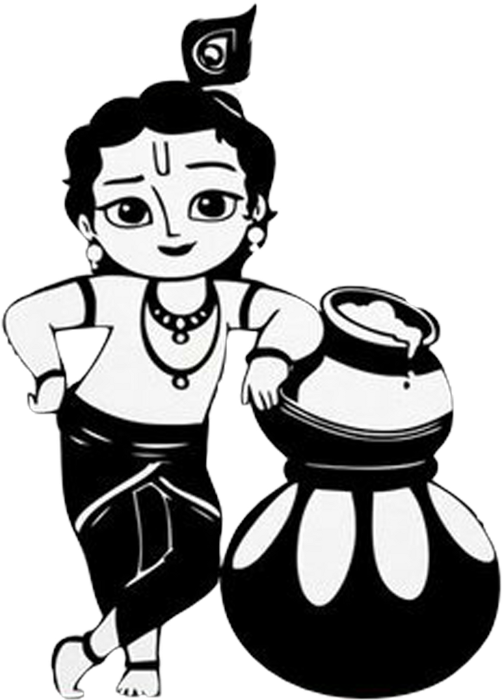 Report Abuse - Black And White Krishna (1024x1429), Png Download