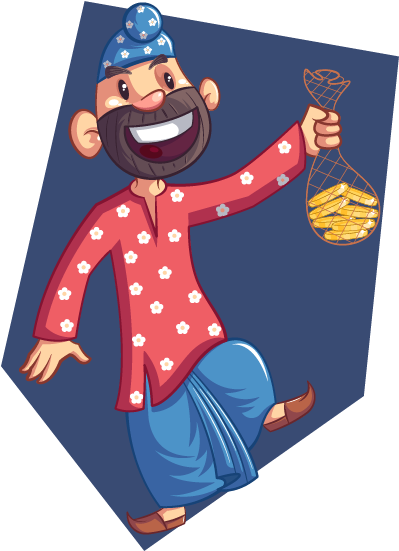 Punjabi Sardar Holding Gold Coin - Vector Graphics (618x618), Png Download