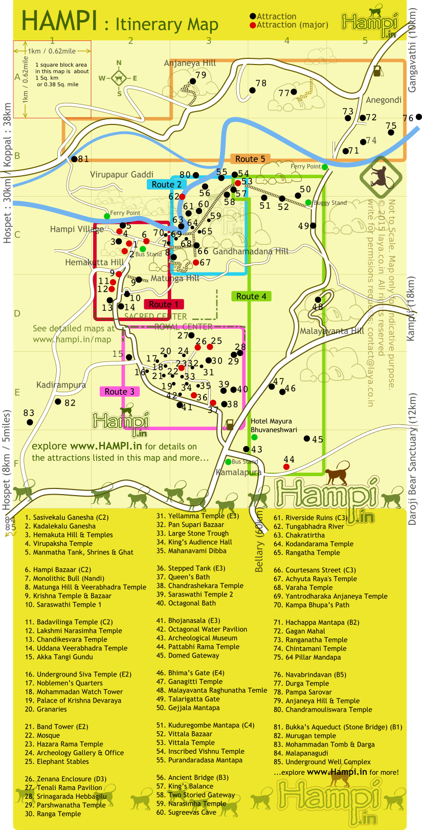Itinerary - Hampi Tourist Places Map (825x1621), Png Download