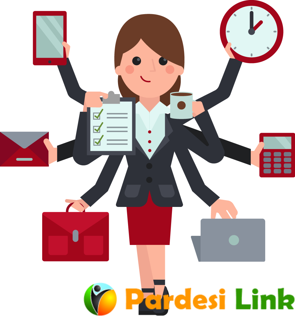 Indian Clipart Business Woman - One Woman Many Roles (1000x1072), Png Download