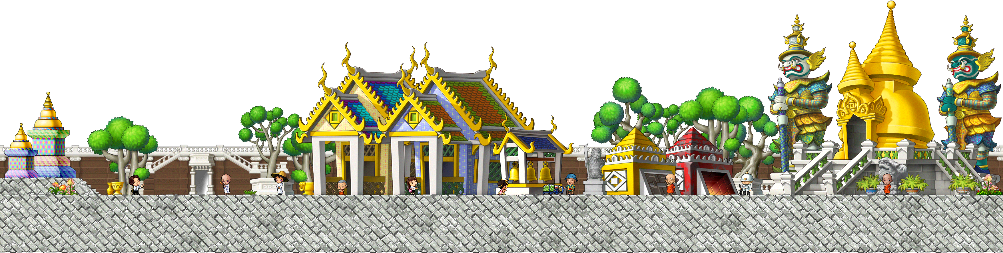 황금사원 내에 미니던전이 추가되었습니다 - Thai Temple Icon Png (3607x1084), Png Download