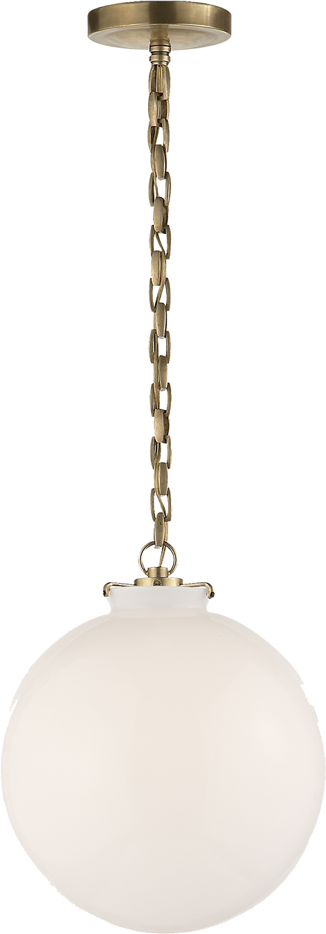 Katie Globe Hand Rubbed Antique Brass W/ White Glass - Visual Comfort & Co. Katie Pendant Glass (1440x1440), Png Download
