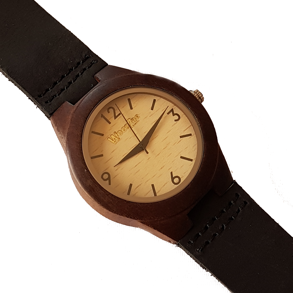 Wooden Ebony Ladies Watch With Leather Strap - Analog Watch (1024x1024), Png Download