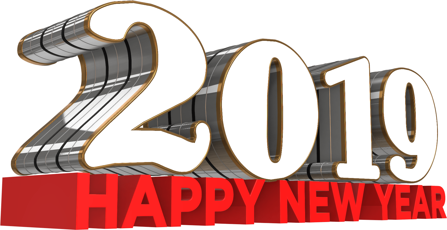 Happy New Year 2019 Free 3d Png - Illustration (1920x1080), Png Download