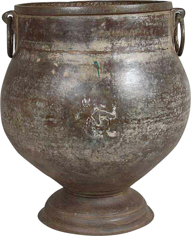 Large South Indian Hammered Brass Water Storage Pot - Earthenware (965x965), Png Download