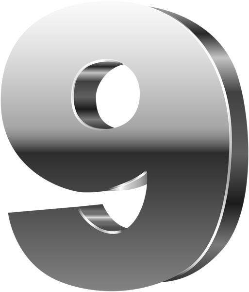 Number Nine 3d Silver Png Clip Art Image - Silver Numbers Png (513x600), Png Download