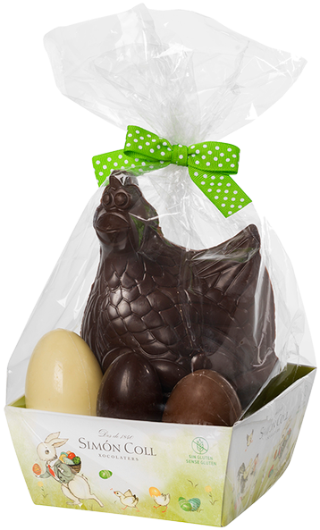 Dark Chocolate Hen With Dark, Milk And White Chocolate - Mishloach Manot (629x630), Png Download