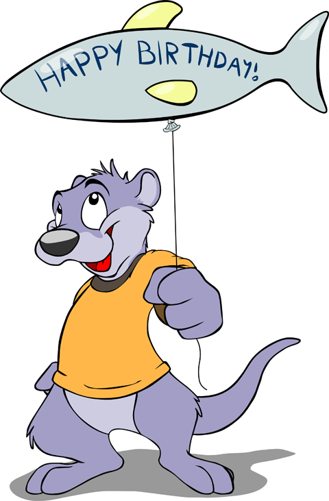 Birthday Otter - Cartoon (480x731), Png Download