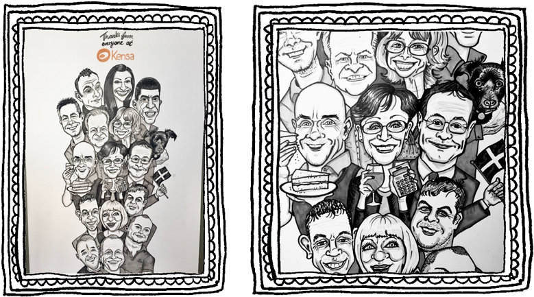 Jo's Hens Commissioned Her Caricature With A 'rainbow - Cartoon (800x485), Png Download