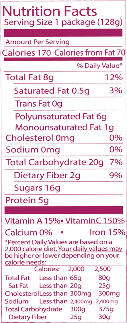 Sliced Apples, Water, Mango, Hulled Hemp Seed, Apple - Nutrition Facts (630x1213), Png Download