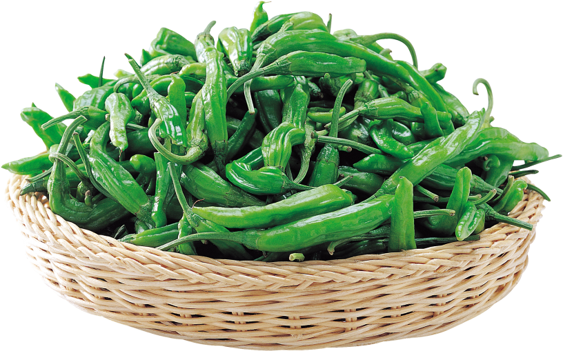 Peppers In Basket - Green Bean (866x650), Png Download