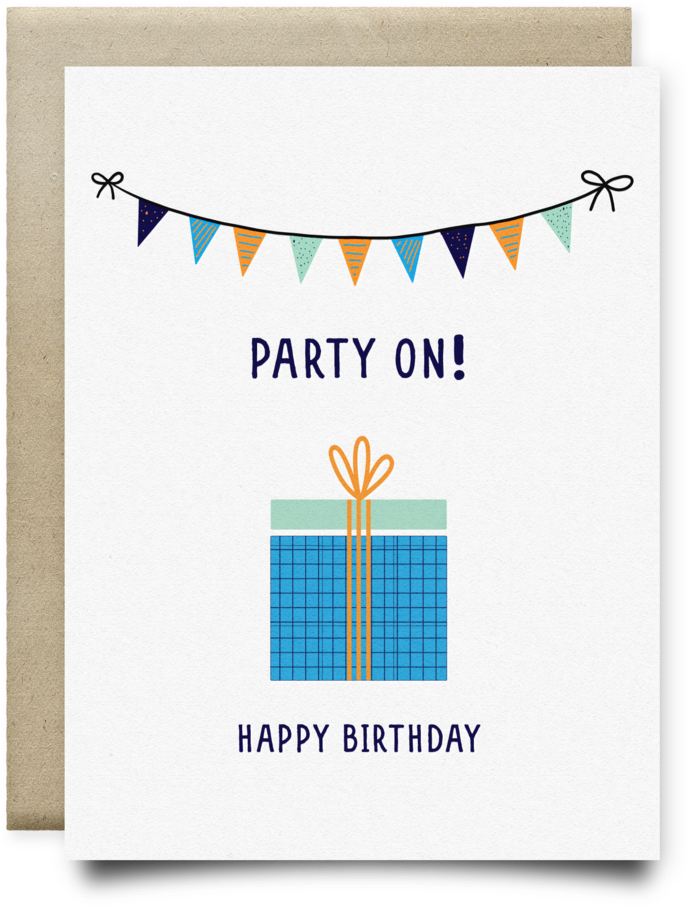 Party On Happy Birthday Card - Graphic Design (1000x1000), Png Download