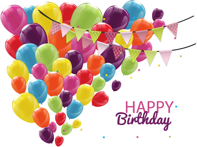 Graphic Free Download Birthday Customs And Celebrations - Happy Birthday Template Balloons (764x575), Png Download