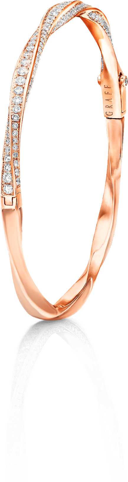 A Graff Rose Gold Pave Half Set Diamond Spiral Bracelet - Bangle (2000x2000), Png Download