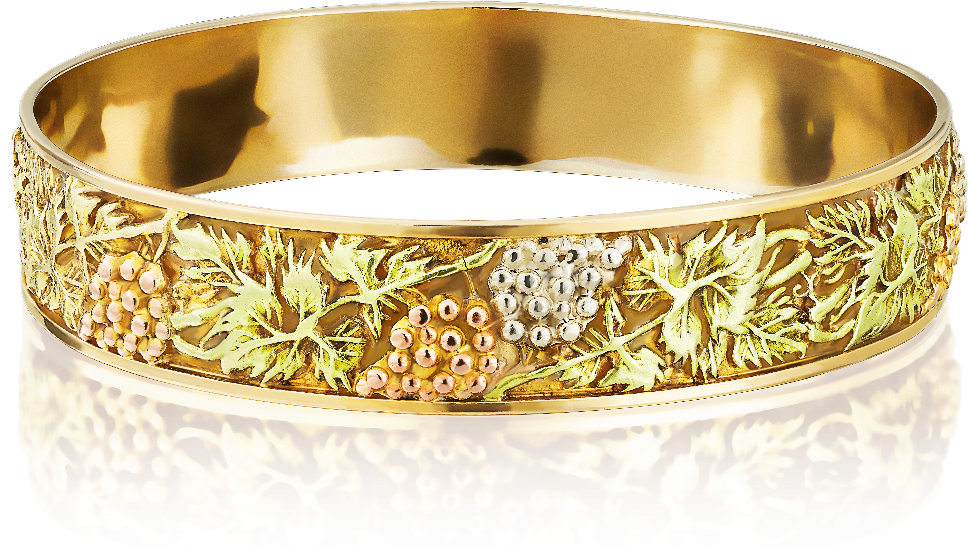 18ct Gold Slave Bangle Embossed With Grapevines - Bangle (1000x1000), Png Download