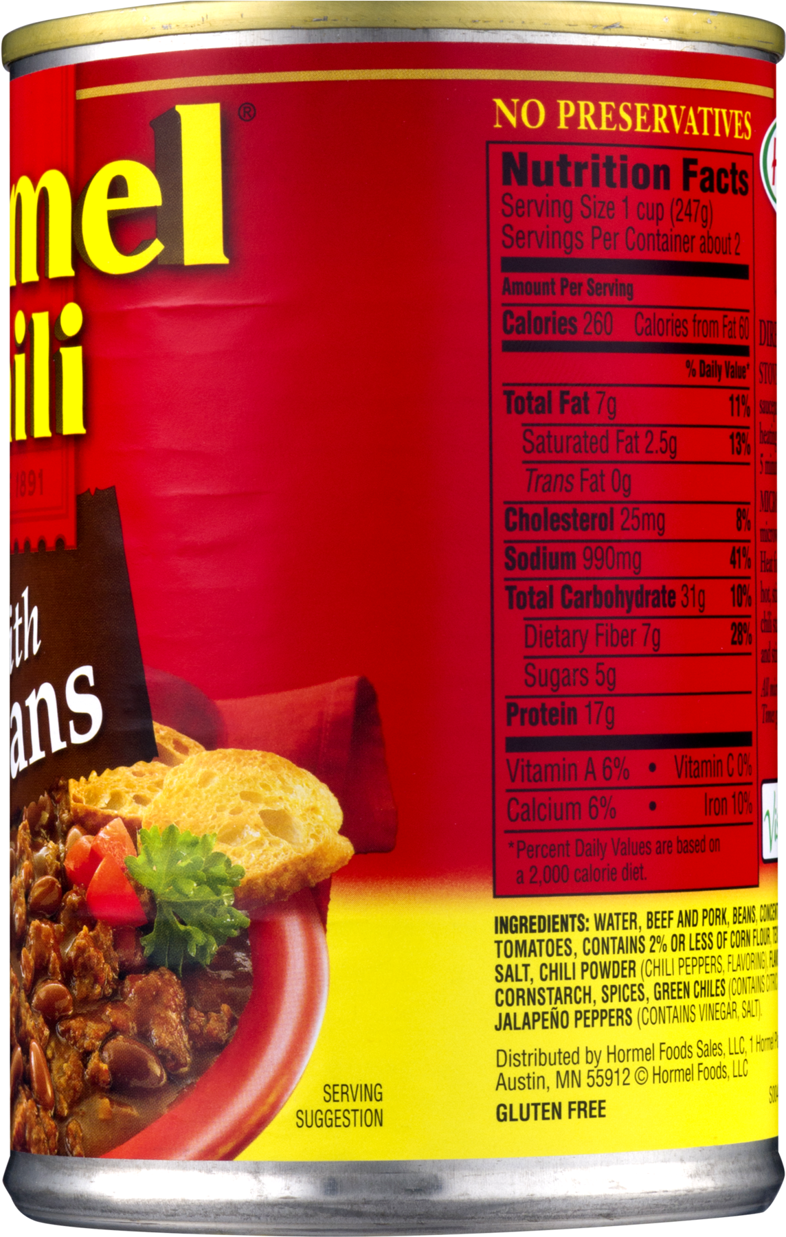 Hormel Chili Pork With Beans Hot (1800x1800), Png Download