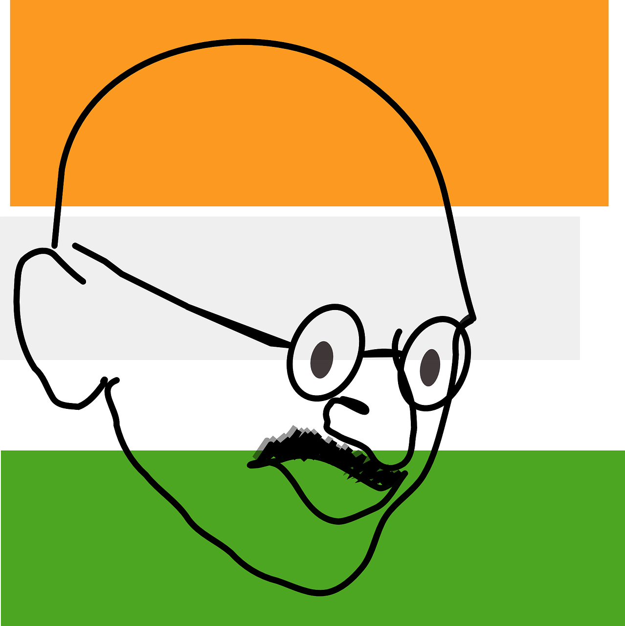 Mahatma Gandhi Flag Indian - Indian Flag With Gandhi (1278x1280), Png Download