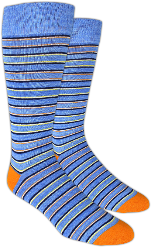 Painted Stripe Socks In Blue/orange/yellow - Bookmill (550x817), Png Download