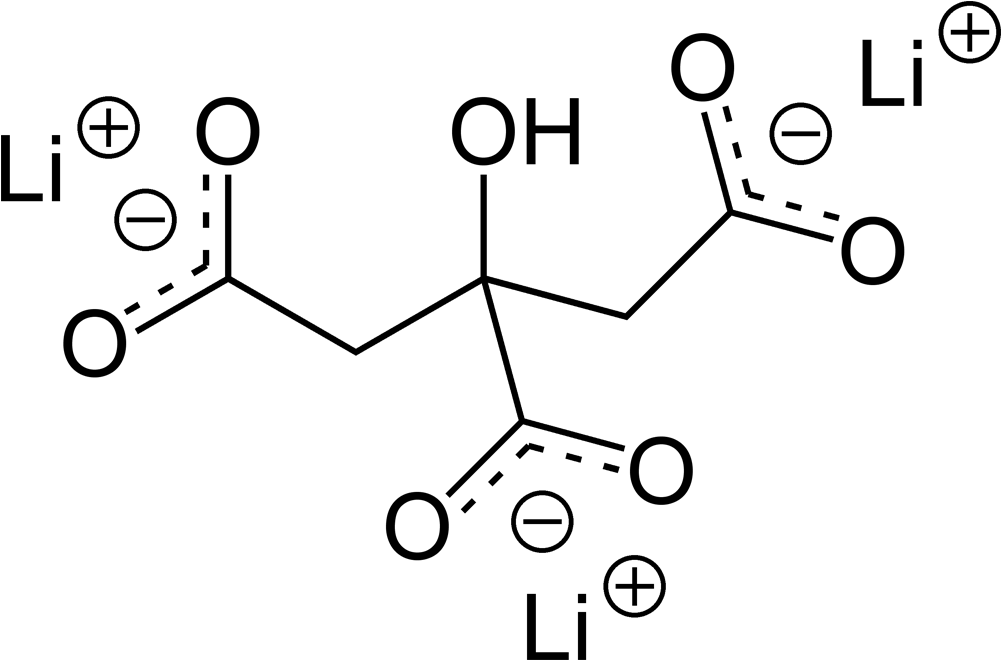 Lithium Citrate 2d Skeletal - Lithium Citrate (1100x759), Png Download