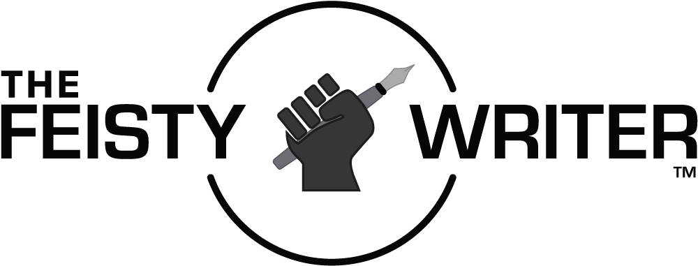 The Feisty Writer Logo A Hand Holding A Pen (1000x397), Png Download