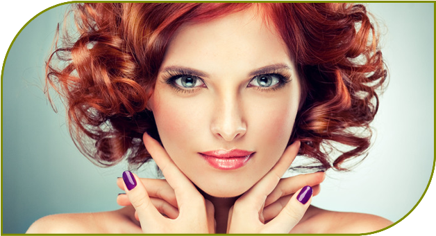 Woman With Purple Nail Polish - Locken Mit Kurzen Haaren (970x352), Png Download