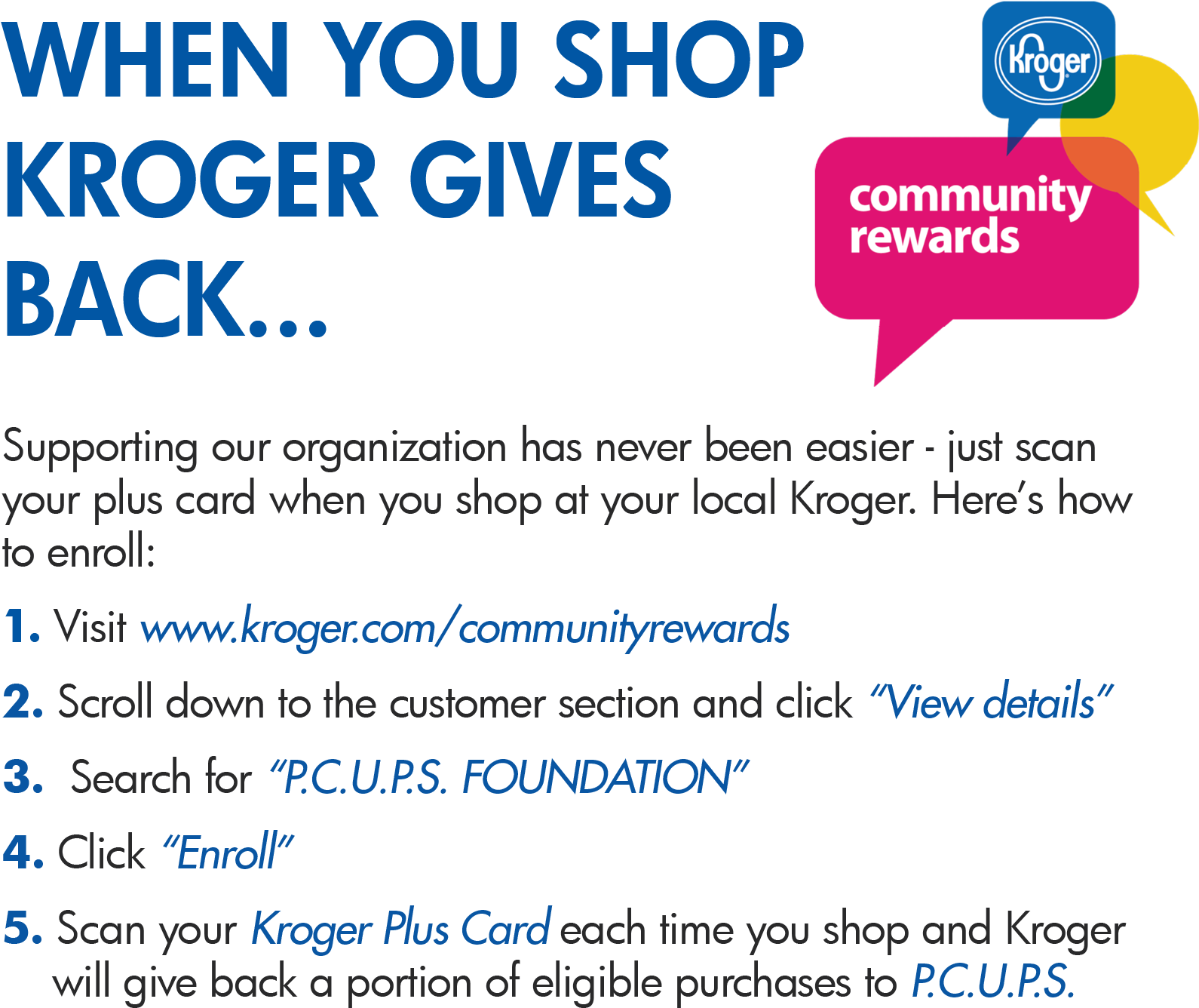 P - C - U - P - S Foundation - Kroger (1800x1500), Png Download