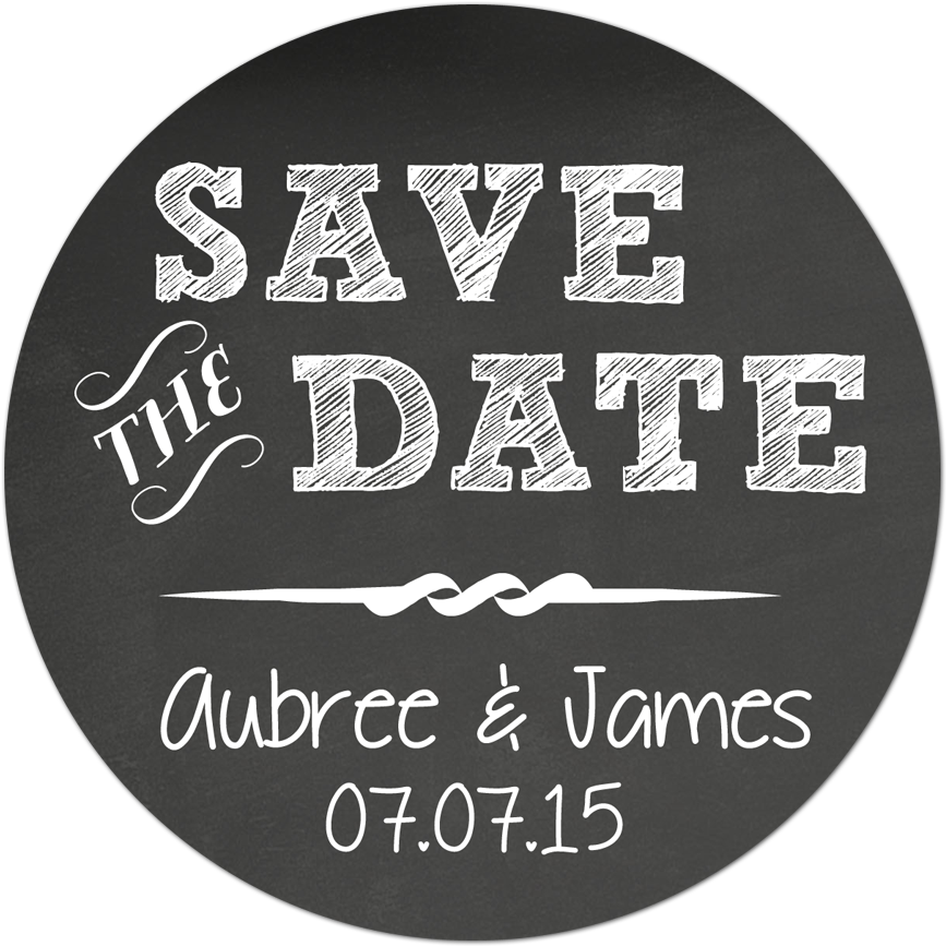 Save The Date Chalkboard Style Personalized Sticker - Label (1000x1000), Png Download