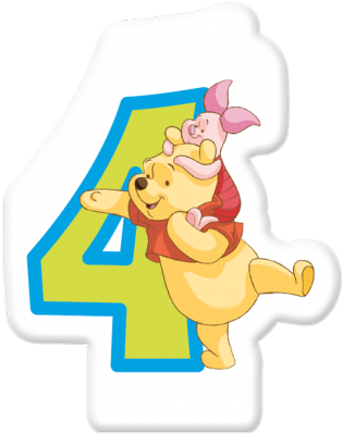 1 Birthday Numeral Candles No - Winnie Pooh 4 (650x650), Png Download