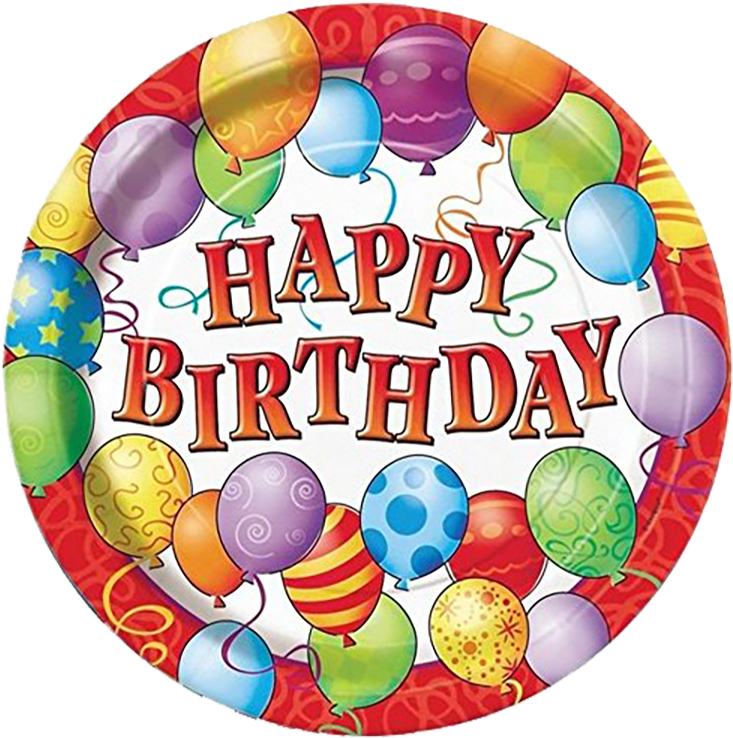 Birthday Balloons Plates 8p (803x813), Png Download