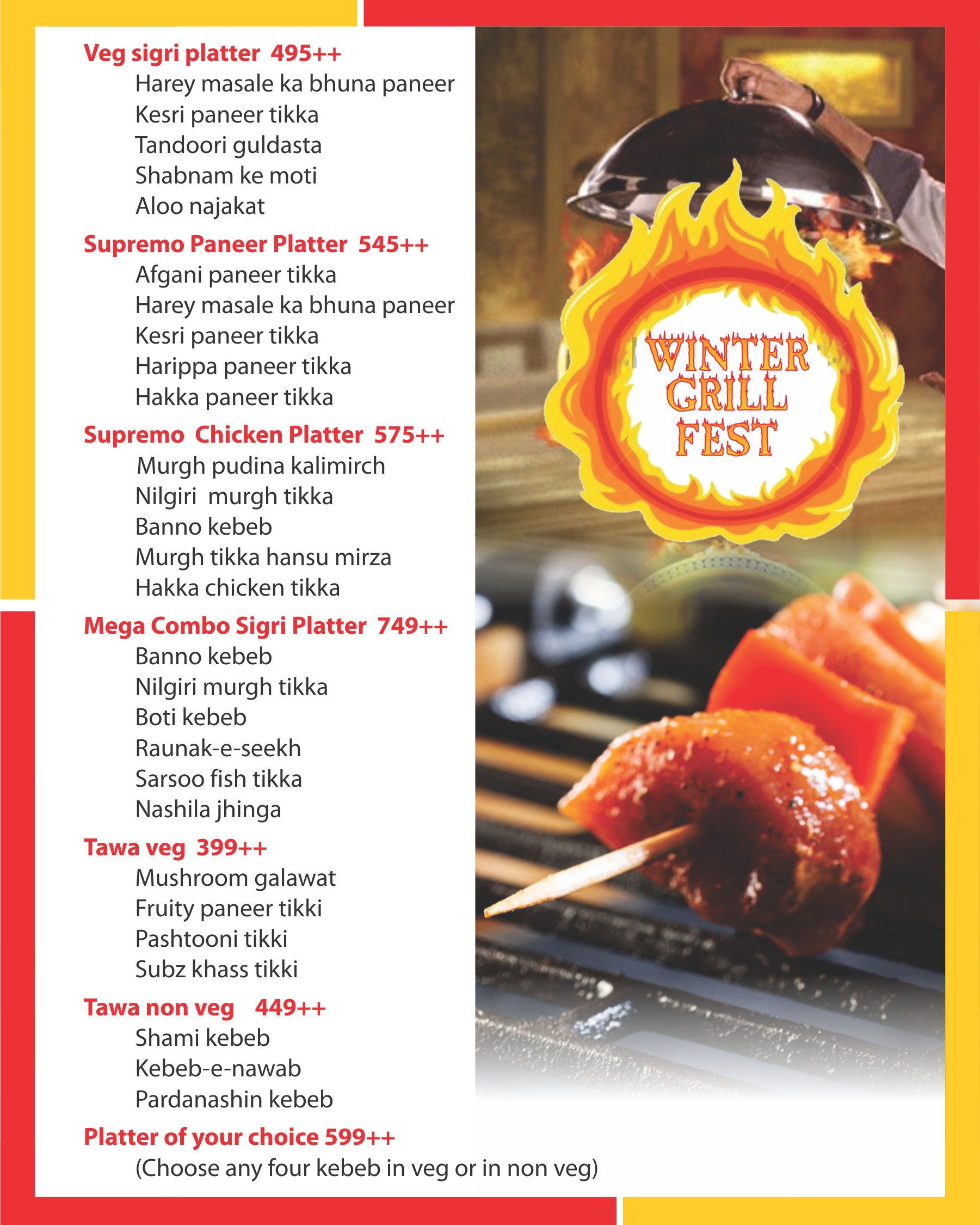 #winter #grill #fest #menu Veg #sigri #platter, Supremo - Non Veg Platter Menu (1801x2250), Png Download