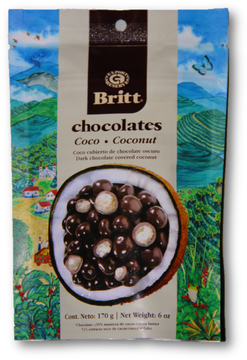 Dark Chocolate Covered Coconut - Café Britt (1097x1597), Png Download