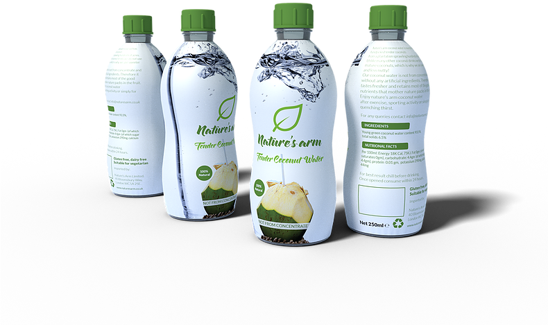 100% Natural, Made From Tender Green Coconut - Plastic Bottle (789x596), Png Download