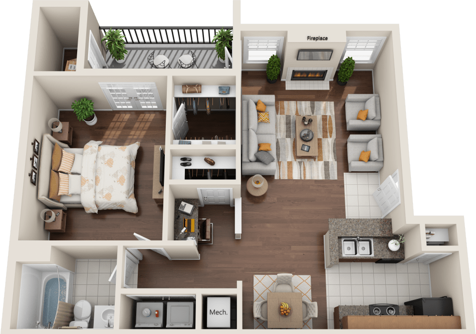 Spacious And Open 1-bedroom Apartment In Atlanta - 1 Bedroom Apartment (950x667), Png Download
