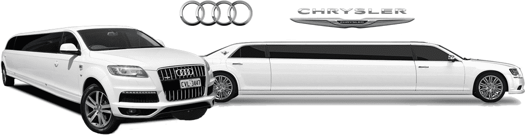 Audi Stretch Limo, Chrysler Limo Hire On Display In - Audi (1124x287), Png Download