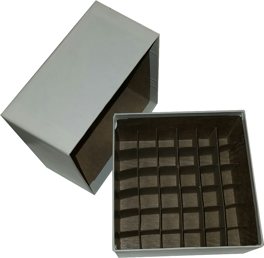 Standard White 3″ Fiberboard Boxes With 36 Cell Dividers - Chocolate (1000x972), Png Download
