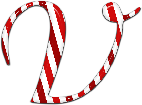Candycane Letter V Text Candy 1488240 - Illustration (2000x2000), Png Download