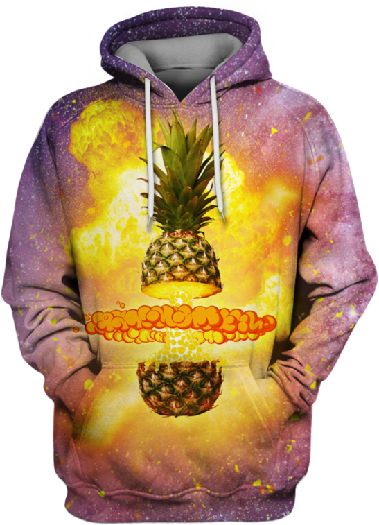 3d The Pineapple In The Galaxy Background Full Print - Sweatshirt (800x799), Png Download
