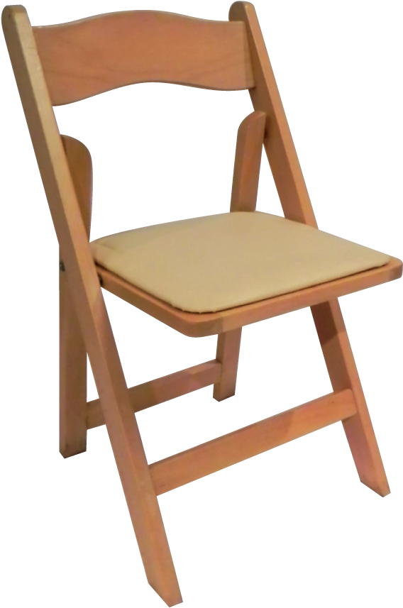 Natural Wood With Padded Seat - Folding Chair (699x864), Png Download