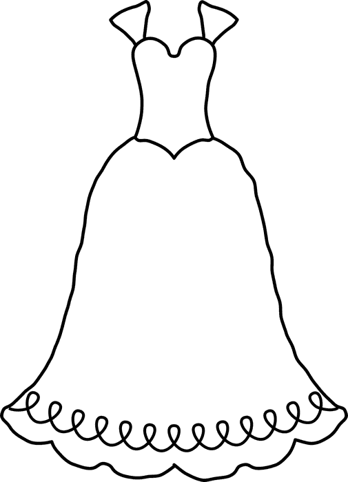Classic Wedding Dress Stamp - Line Art (505x700), Png Download