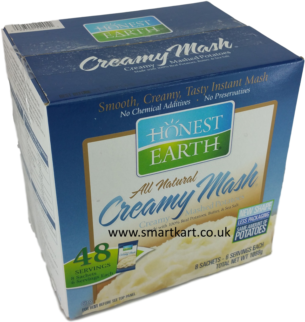 Honest Earth All Natural Instant Creamy Mashed Potatoes - Carton (1270x1280), Png Download