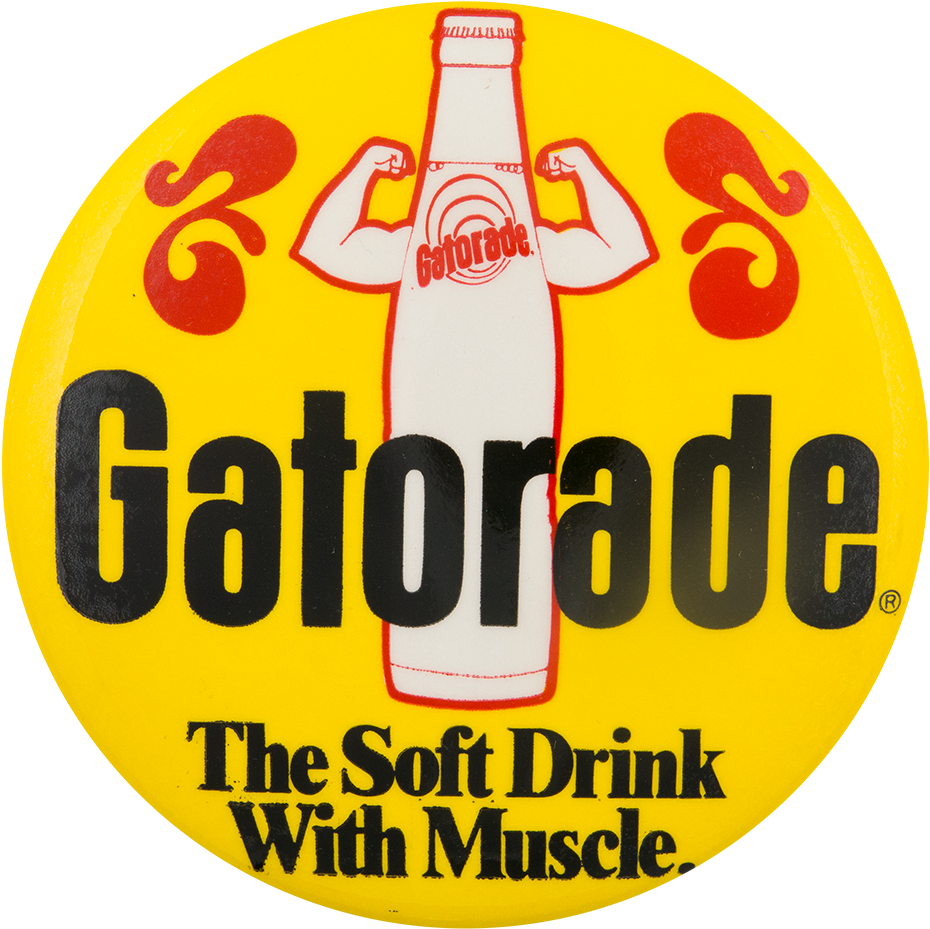 Gatorade Soft Drink With Muscle Advertising Button - Label (1000x993), Png Download