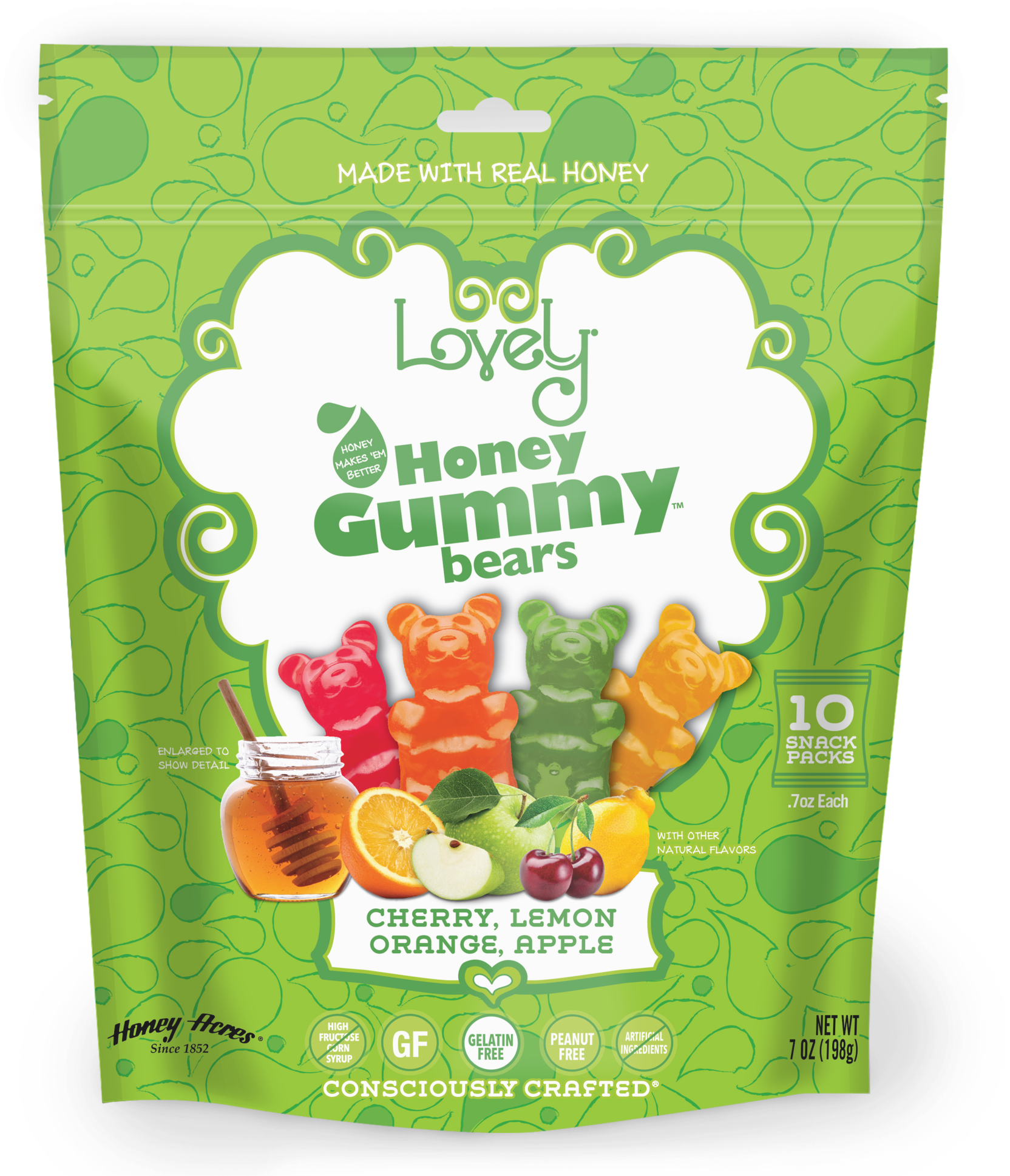 Honey Gummy Bears 10 Ct - Honey Gummy Bears (1831x2048), Png Download