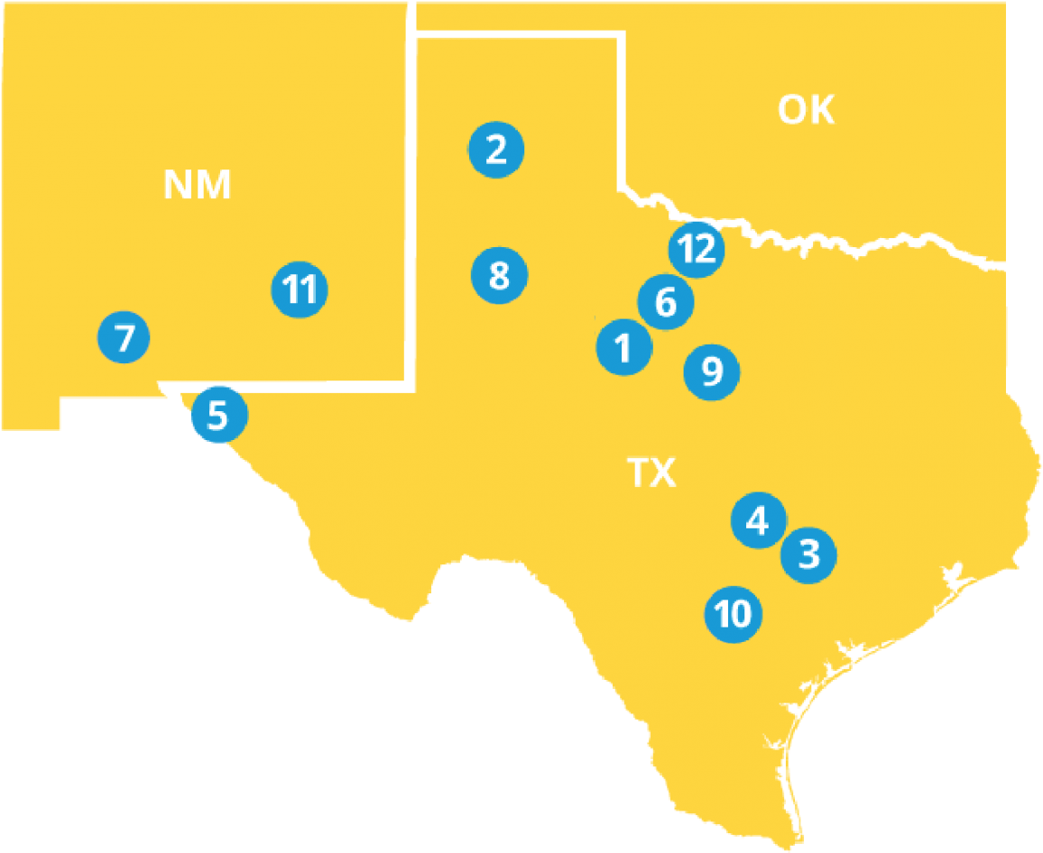 Map Of Locations - Map Of Texas (1200x980), Png Download