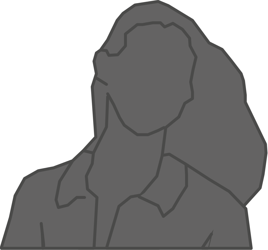 Silhouette Woman Front Darkgrey - Sketch (1096x1024), Png Download