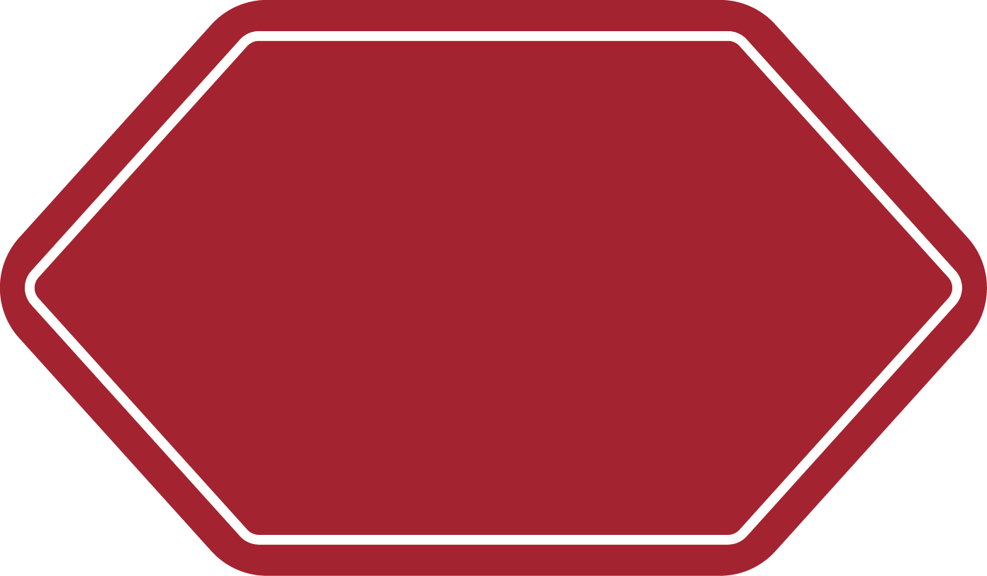 Red Hexagon Banner White Border (1392x813), Png Download