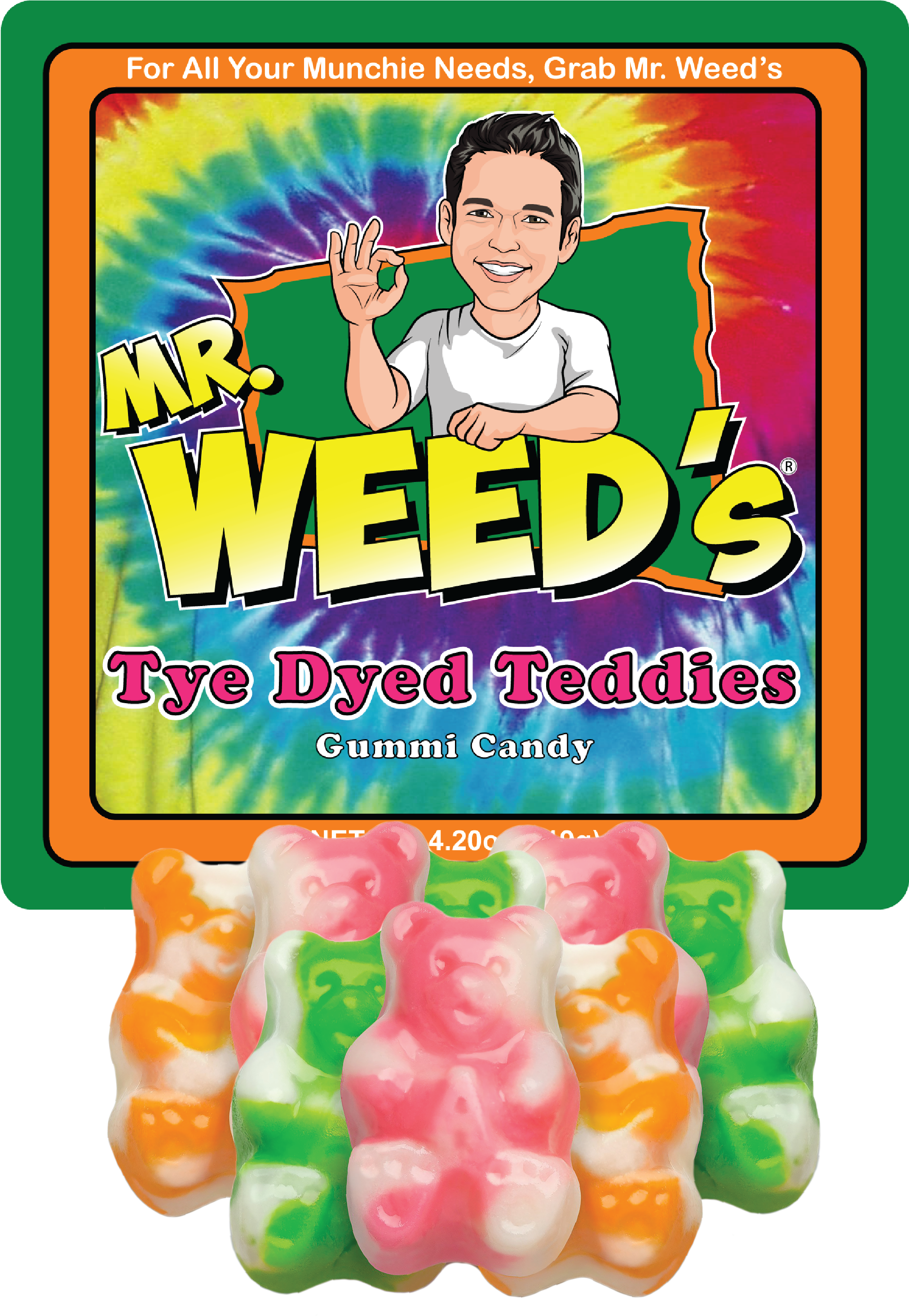 Tye Dyed Teddies Gummi Bears - Gummy Bear (2024x3107), Png Download