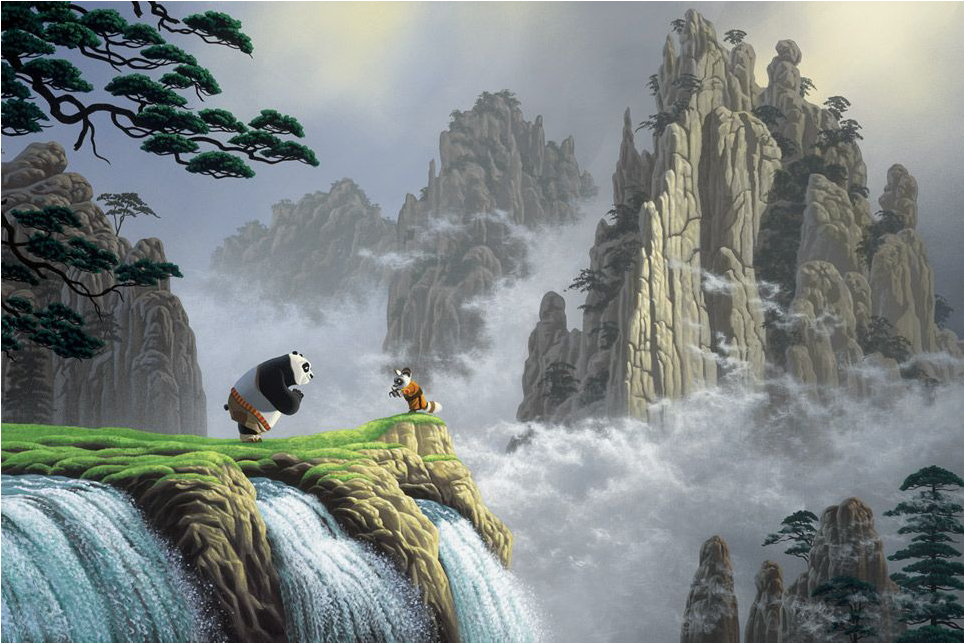 Kung Fu Panda "respect For All Things" Art Print By - Waterfall (963x963), Png Download