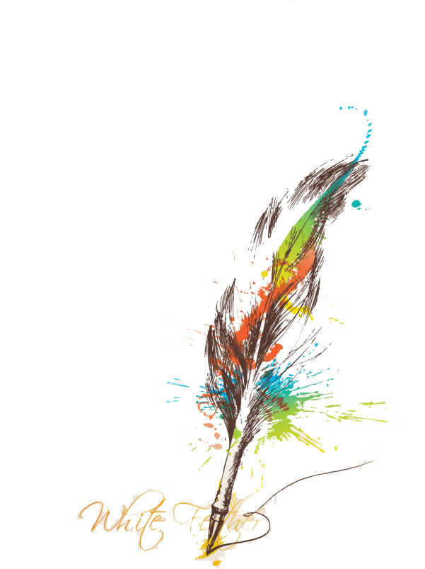 Irregular Color Feathers Paper Ink Feather Quill Clipart - Feather Pen Watercolour Tattoo (600x848), Png Download