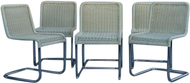 Vintage Chrome Chairs Fresh Faux Rattan Cantilever - Chair (640x640), Png Download
