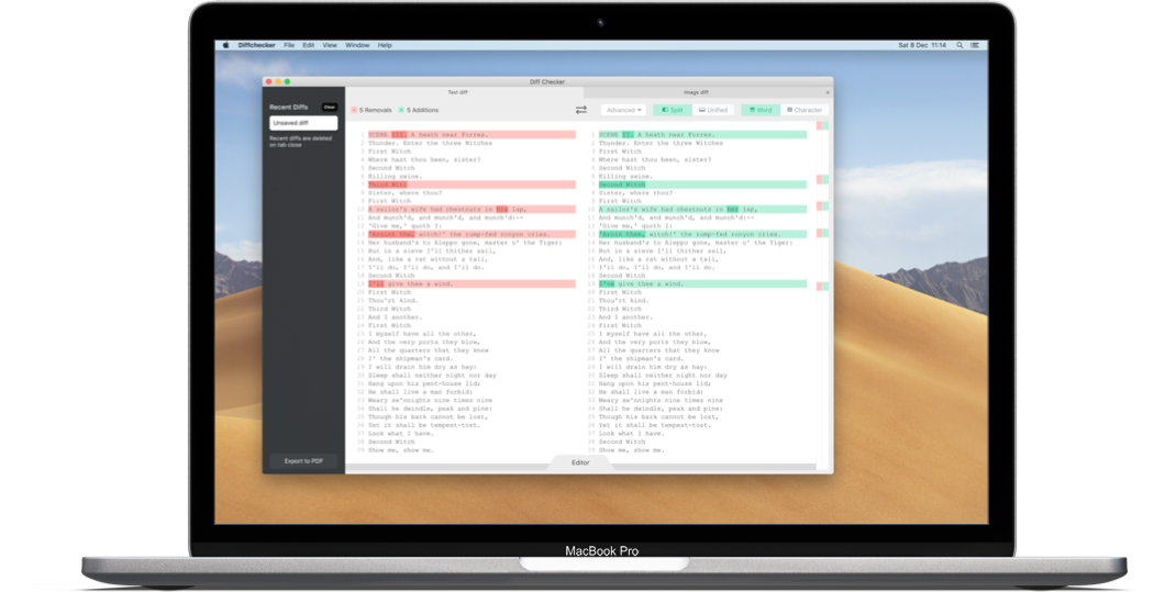 Diffchecker App On A Mac Computer - Operating System (1070x539), Png Download